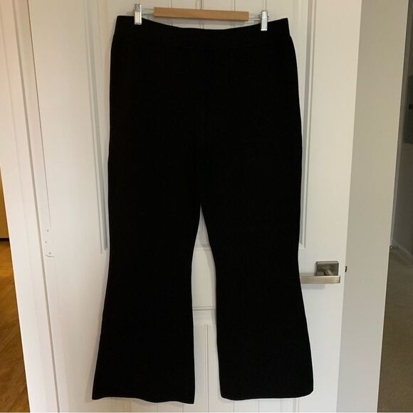 J Crew Pants XXL Slim Flare Knit Sweater Pull On Wide Leg Black Office - Picture 7 of 11